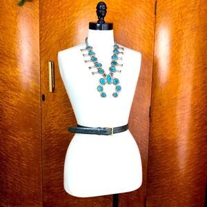 AUSTIN GREY Designer Gray Snakeskin Leather Belt L